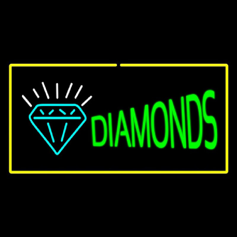 Diamonds Logo Yellow Rectangle Neon Sign