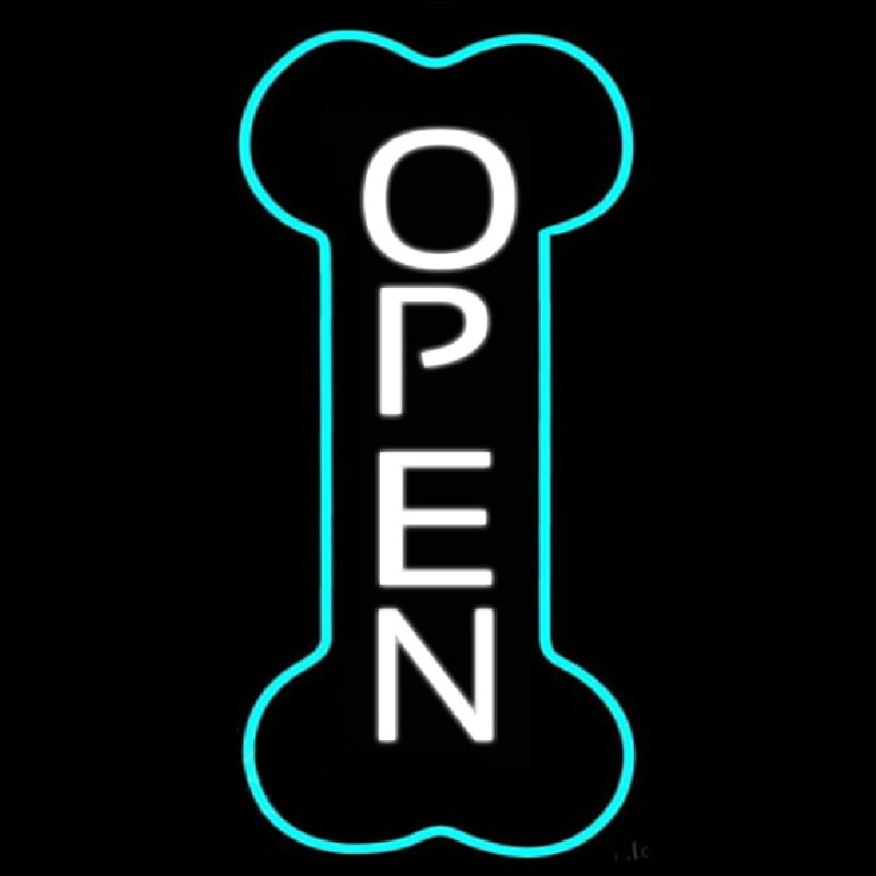 Dog Bone Vertical Open 2 Neon Sign