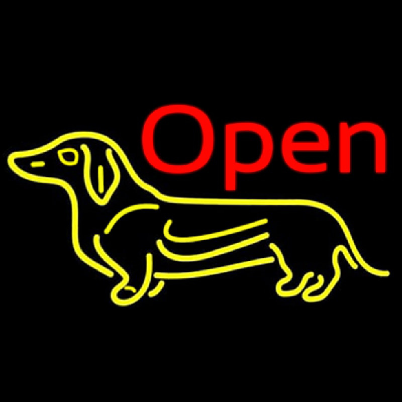 Dog Flashing Open 2 Neon Sign