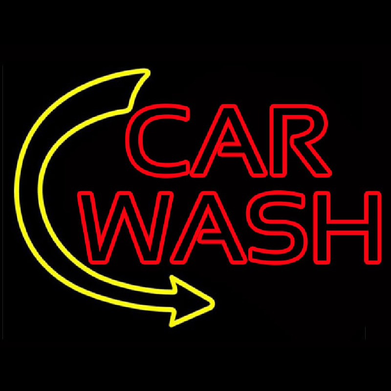 Double Stroke Car Wash With Arrow 1 Neon Sign