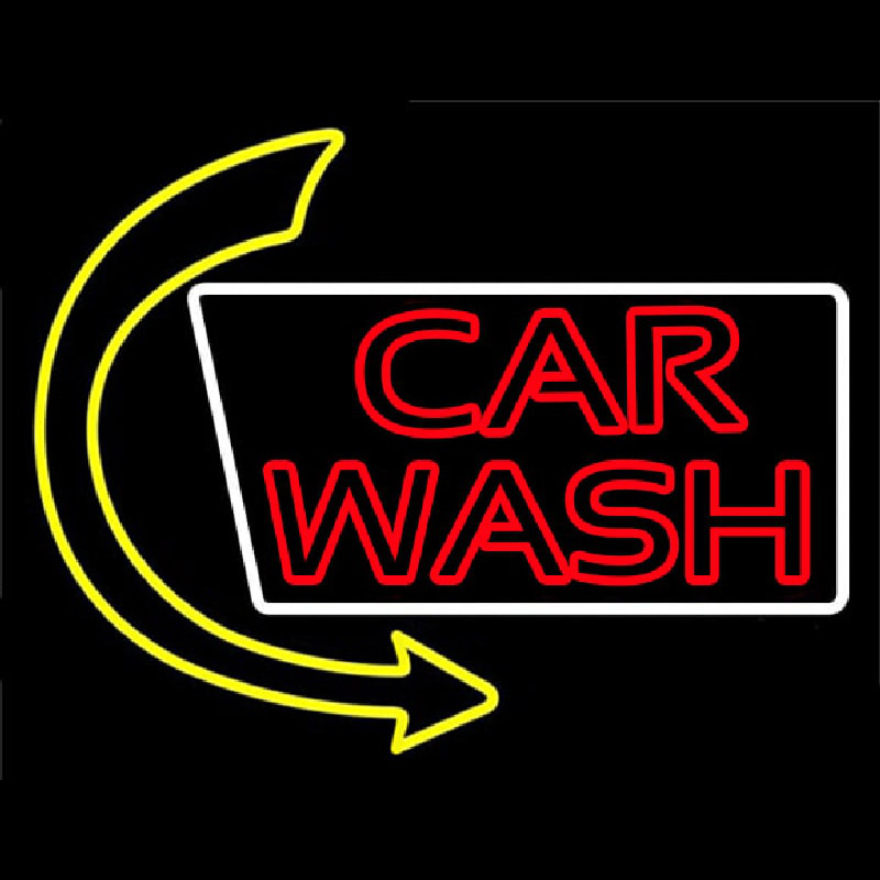 Double Stroke Car Wash With Arrow Neon Sign