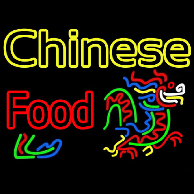 Double Stroke Chinese Food Logo Neon Sign