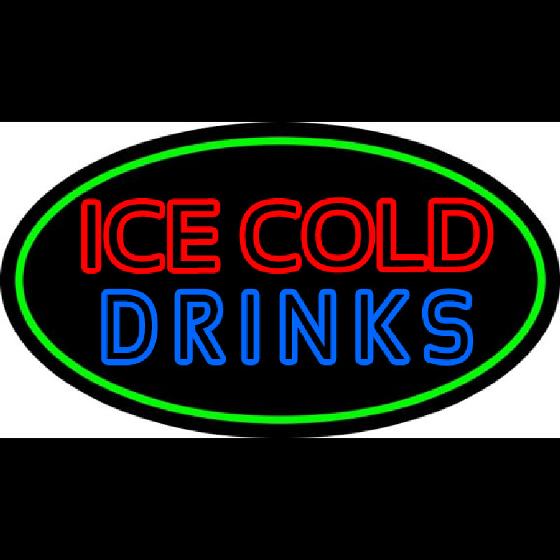 Double Stroke Ice Cold Drinks Neon Sign