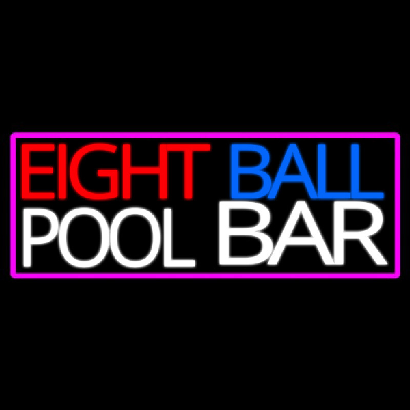 Eight Ball Pool Bar With Pink Border Neon Sign