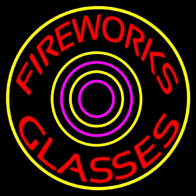 Fire Work Glasses 2 Neon Sign