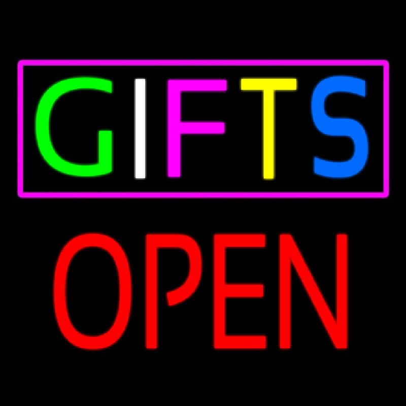 Gifts Block Open Neon Sign