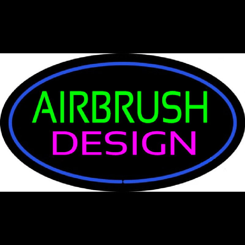 Green Airbrush Design Pink Oval Blue Neon Sign