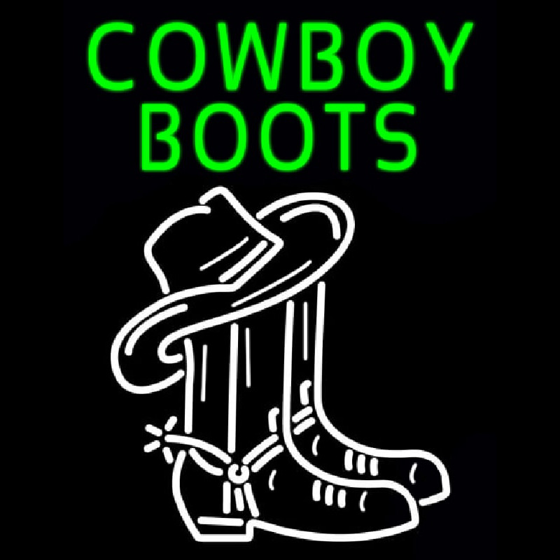 Green Cowboy Boots With Logo Neon Sign