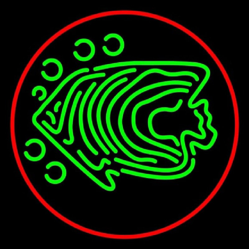 Green Fish Red Circle Neon Sign