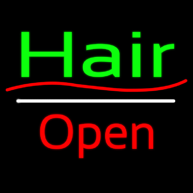 Green Hair Open White Line Neon Sign