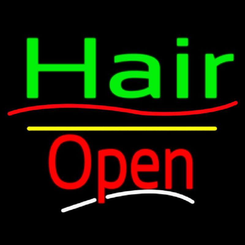 Green Hair Open Yellow Line Neon Sign