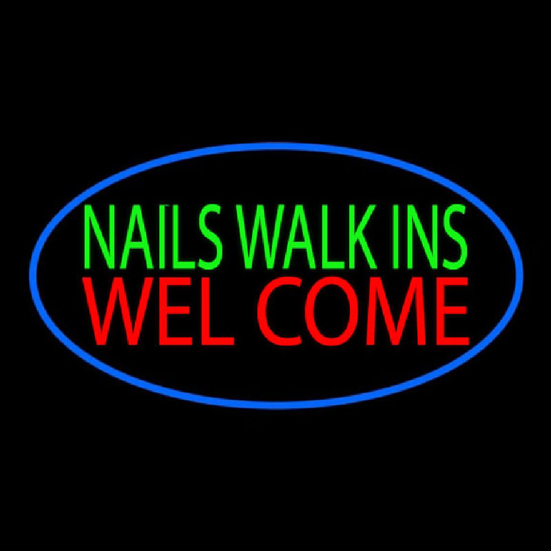 Green Nails Walk Ins Welcome Neon Sign