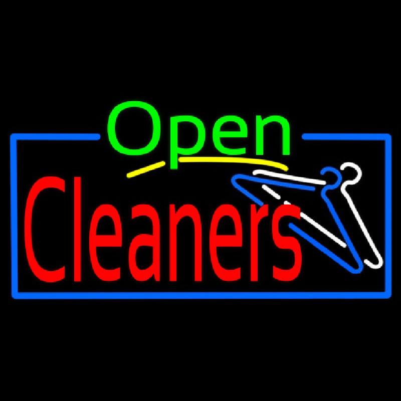 Green Open Red Cleaners Neon Sign