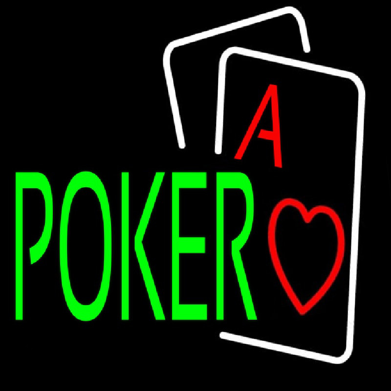 Green Poker With Cards Neon Sign