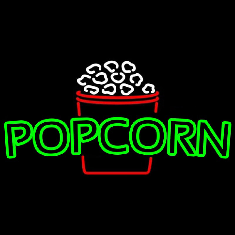 Green Pop Corn Logo Neon Sign