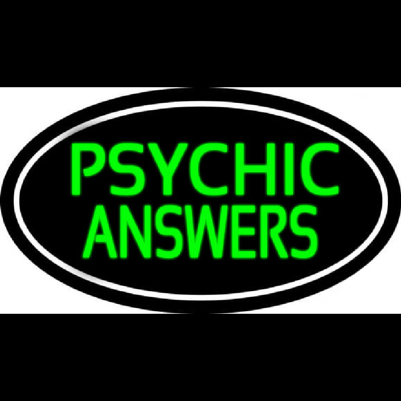 Green Psychic Answers White Border Neon Sign