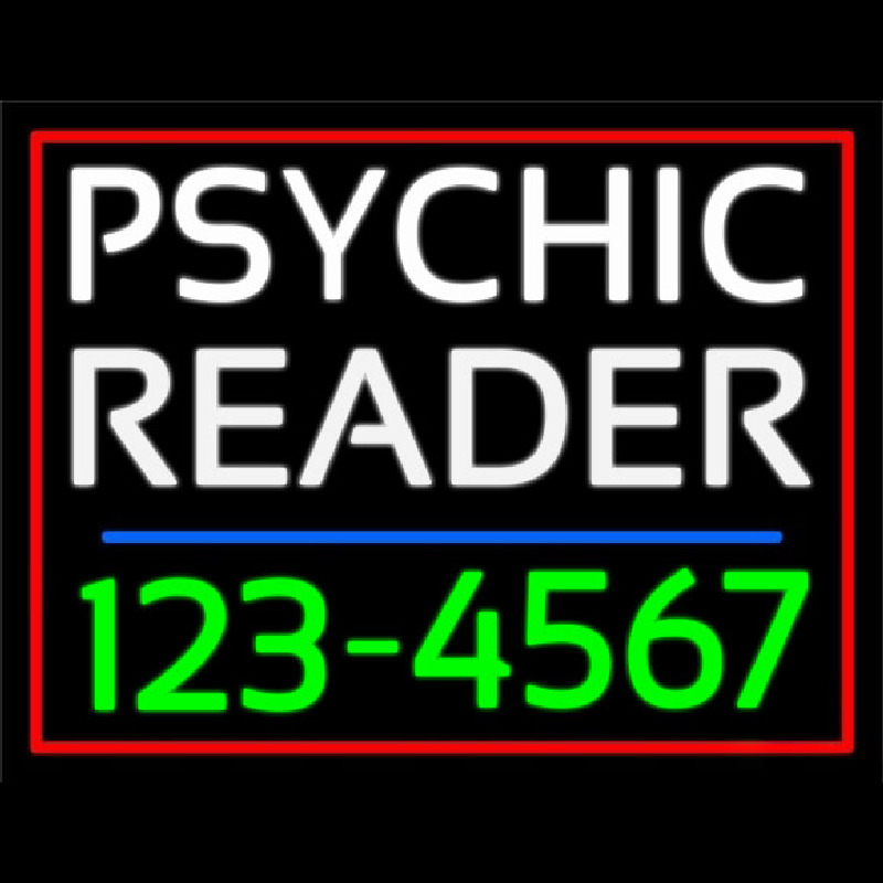 Green Psychic Reader With Phone Number Neon Sign