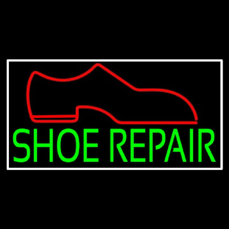 Green Shoe Repair With Border Neon Sign