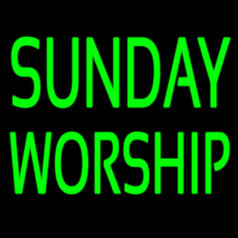 Green Sunday Worship Neon Sign