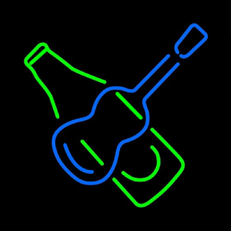 Guitar With Beer Bottle Neon Sign