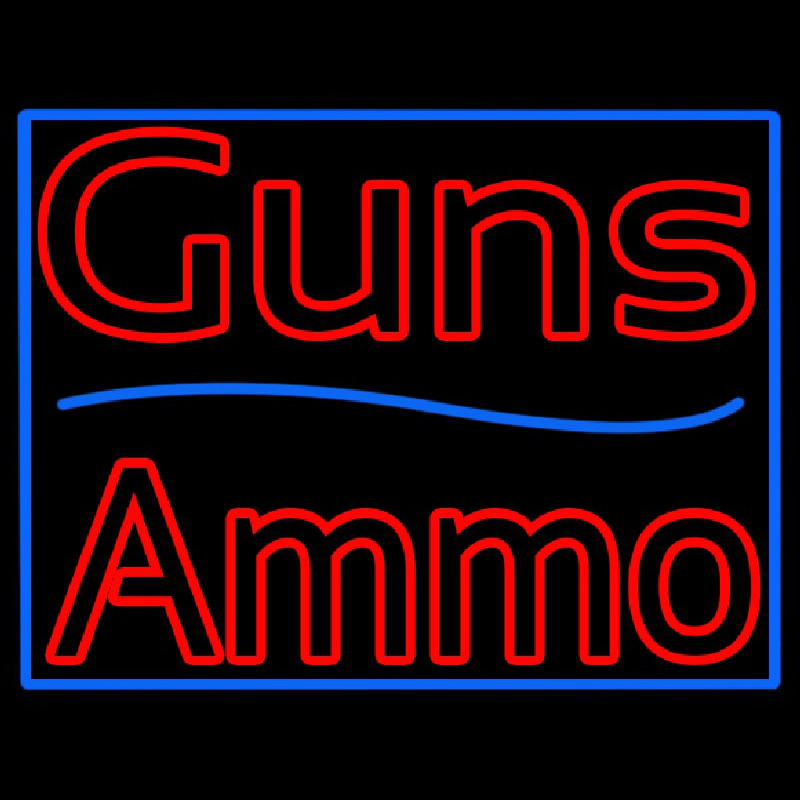 Guns Blue Line Ammo Neon Sign