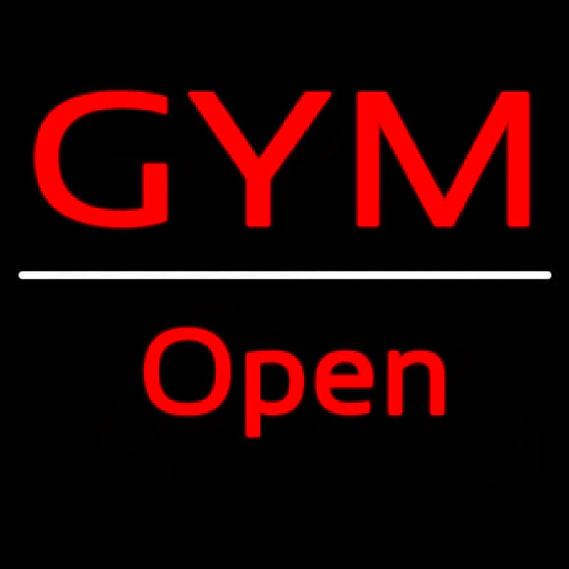 Gym Script1 Open White Line Neon Sign