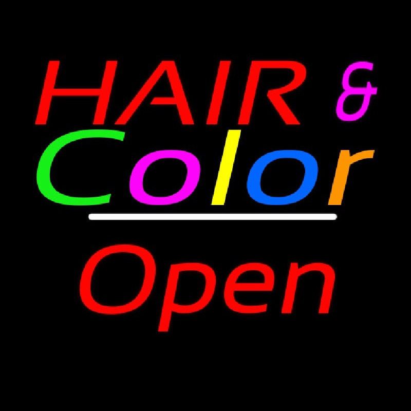 Hair And Color Open White Line Neon Sign