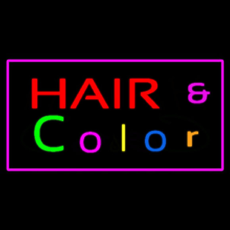 Hair And Color With Pink Border Neon Sign