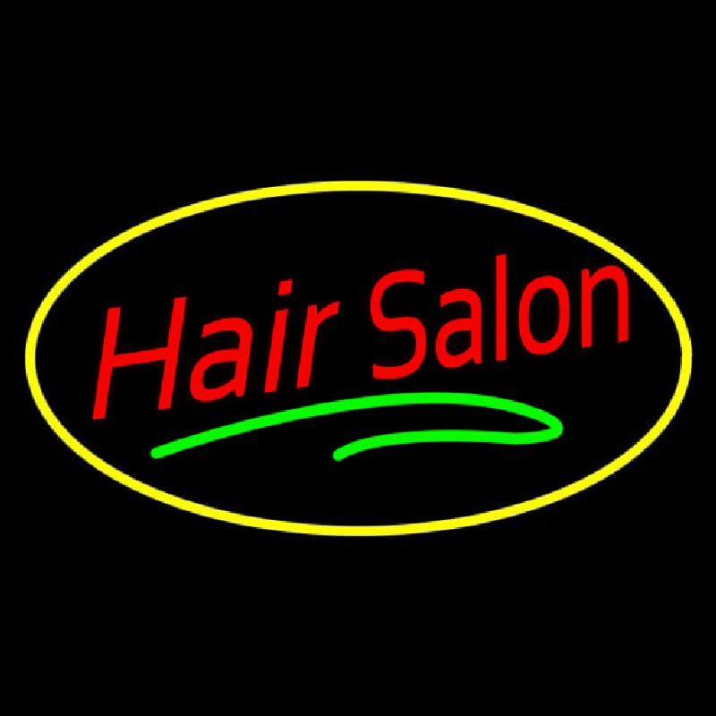 Hair Salon Oval Red Neon Sign