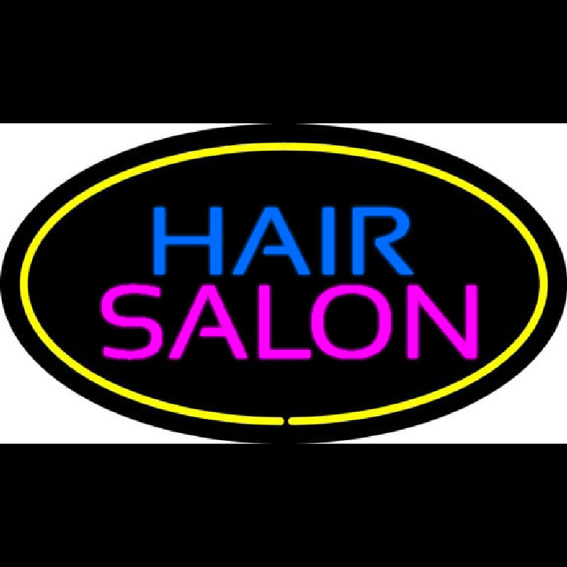 Hair Salon Oval Yellow Neon Sign