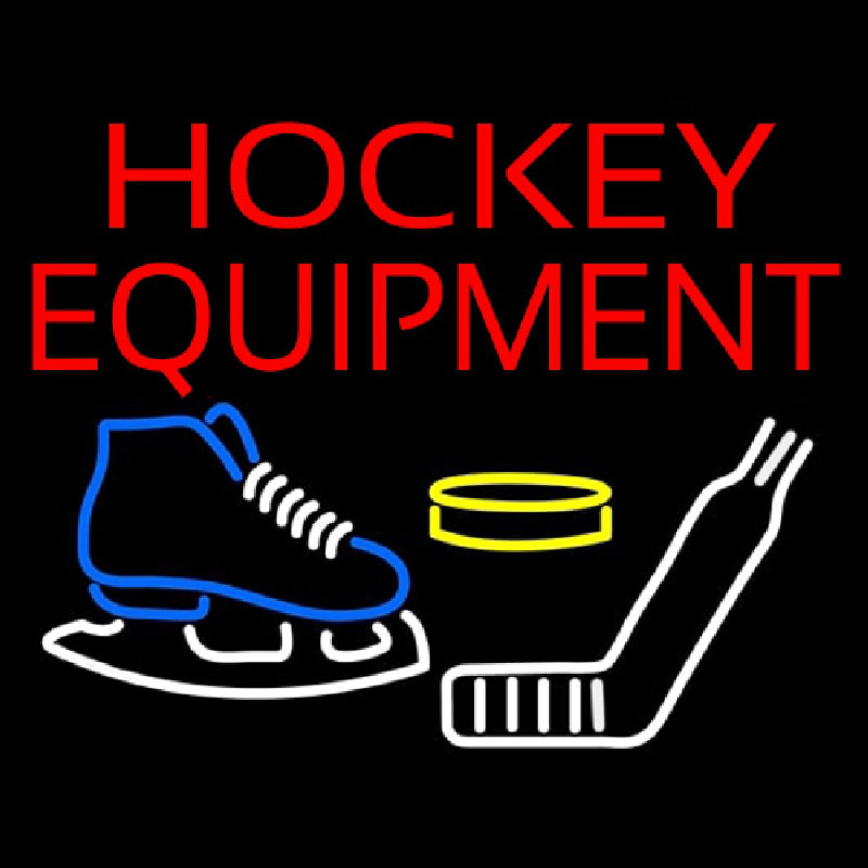 Hockey Equipment Neon Sign