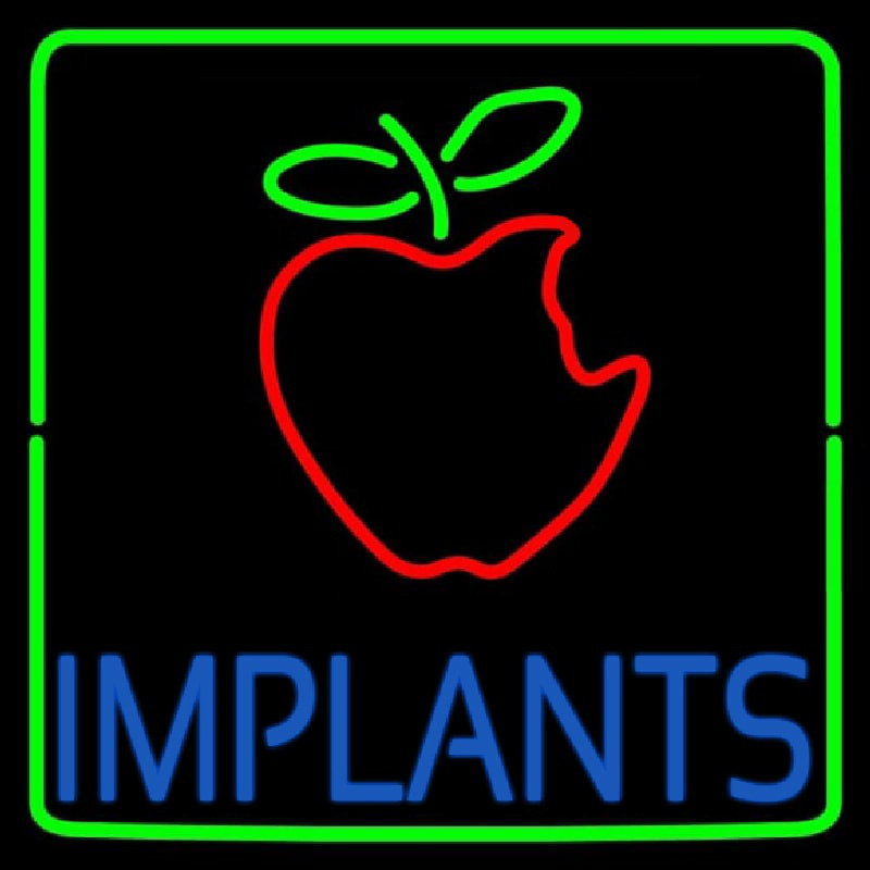 Implants With Apple Logo Neon Sign