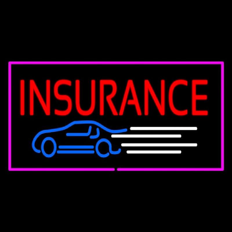 Insurance Car Logo Pink Border Neon Sign