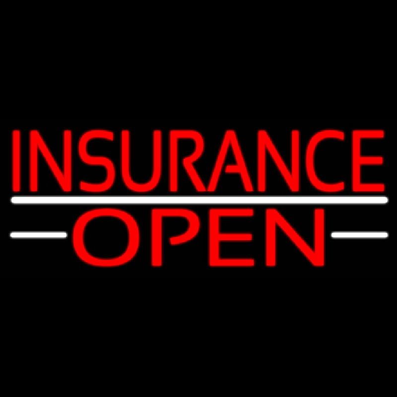 Insurance Open White Line Neon Sign