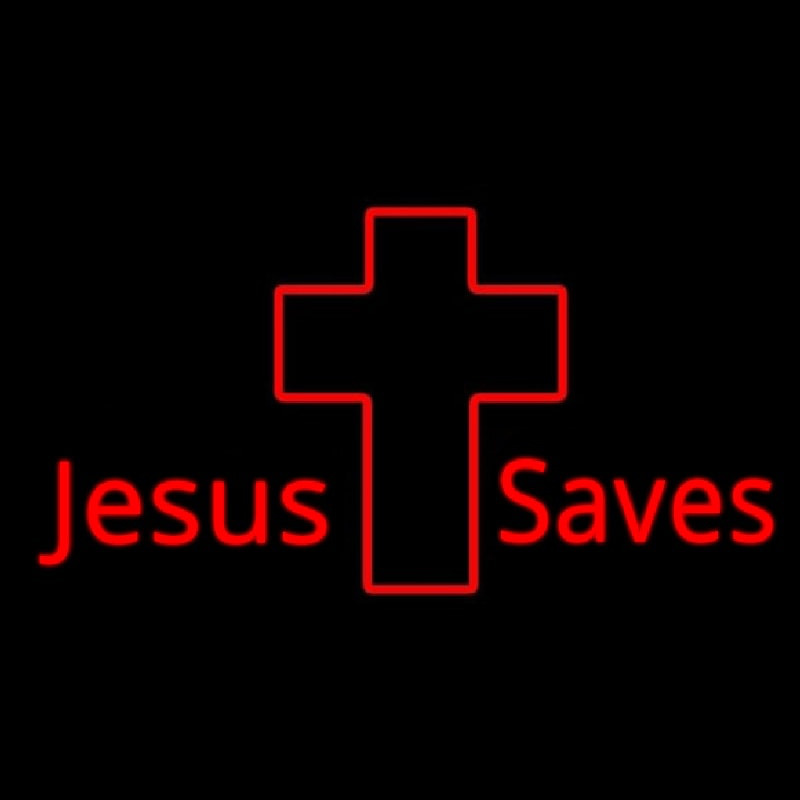 Jesus Saves With Cross Neon Sign