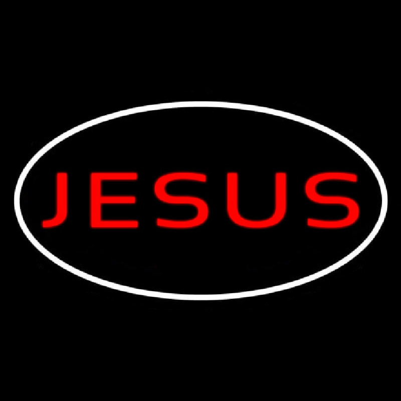 Jesus White Border Neon Sign