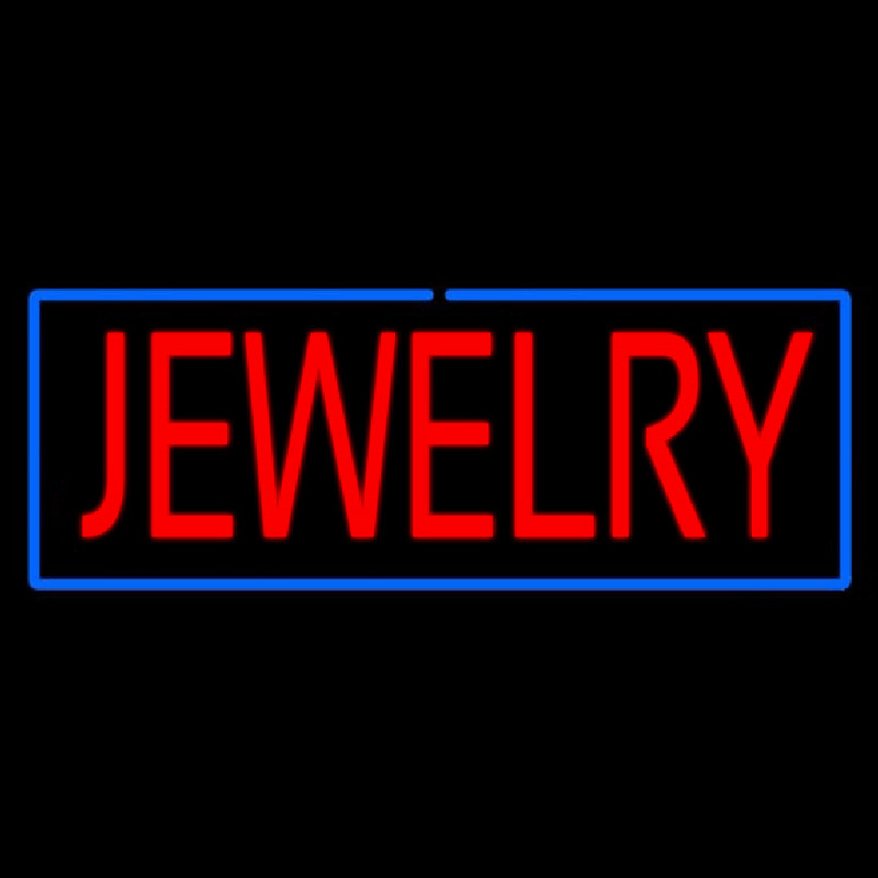 Jewelry Rectangle Blue Neon Sign