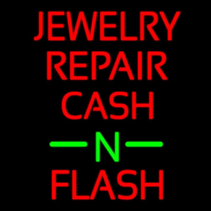 Jewelry Repair Cash N Flash White Border Neon Sign