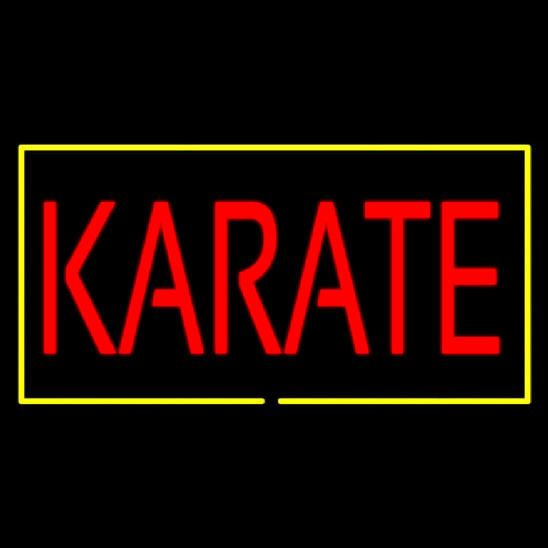 Karate Rectangle Yellow Neon Sign