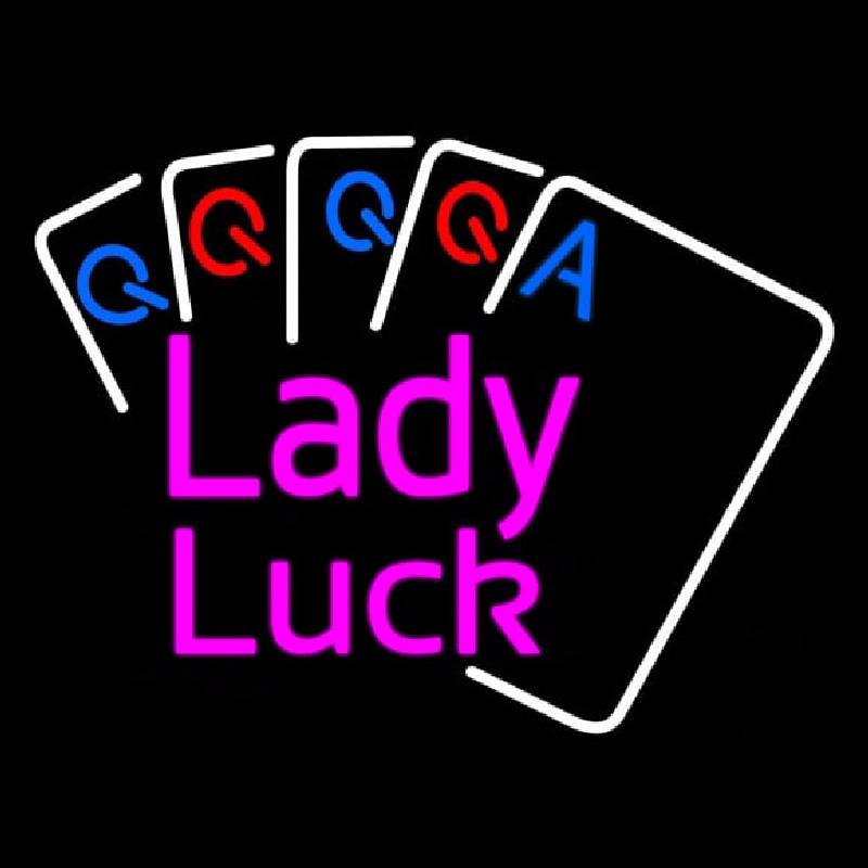 Lady Luck Cards Neon Sign