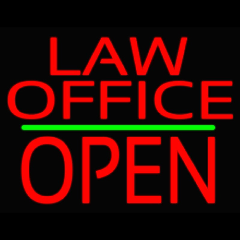 Law Office Block Open Green Line Neon Sign