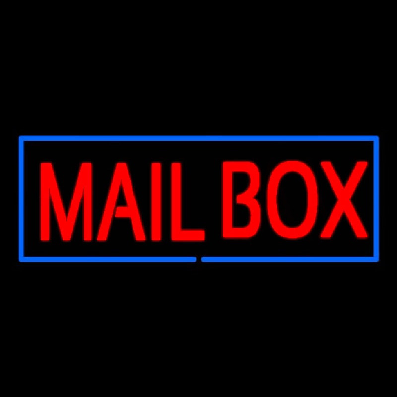 Mailbo  Block Blue Border Neon Sign