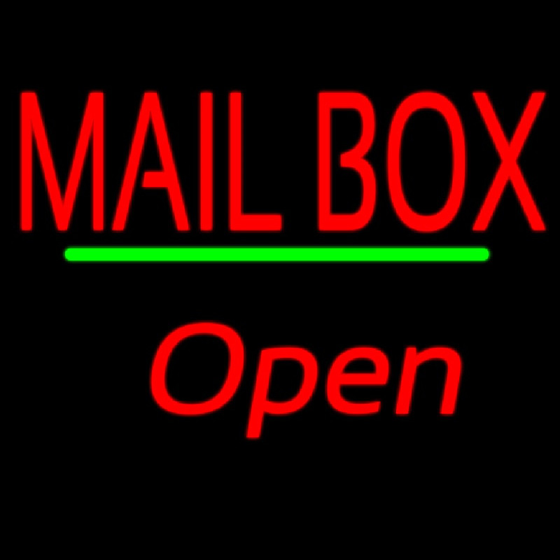 Mailbo  Open Green Line Neon Sign