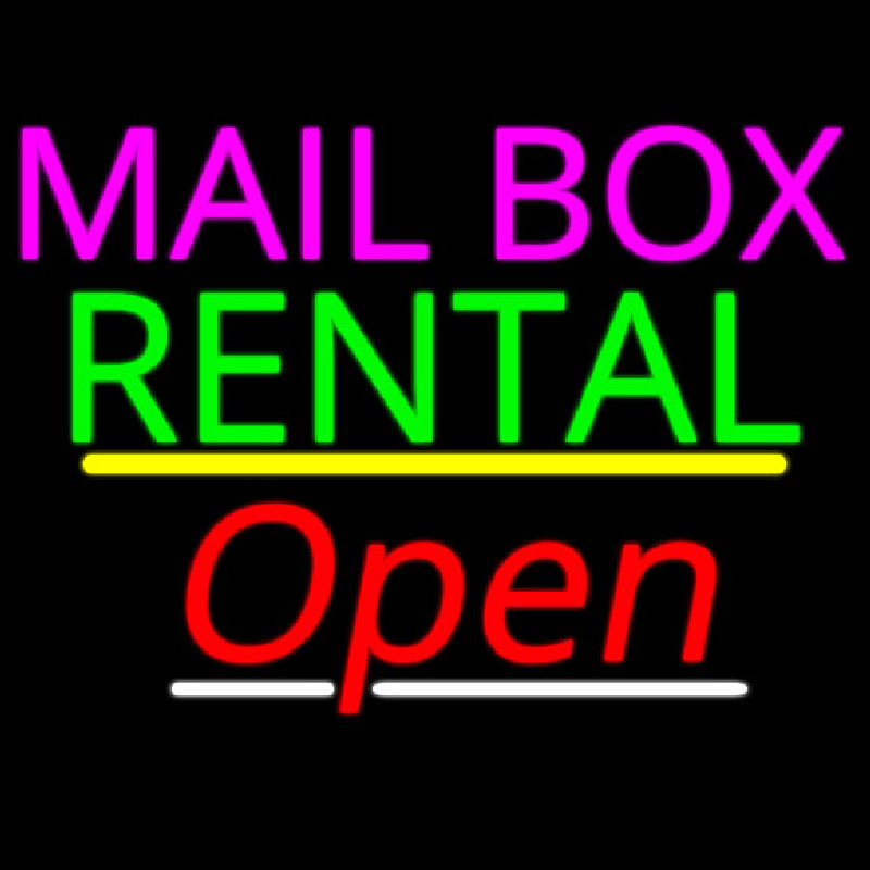 Mailbo  Rental Open Yellow Line Neon Sign