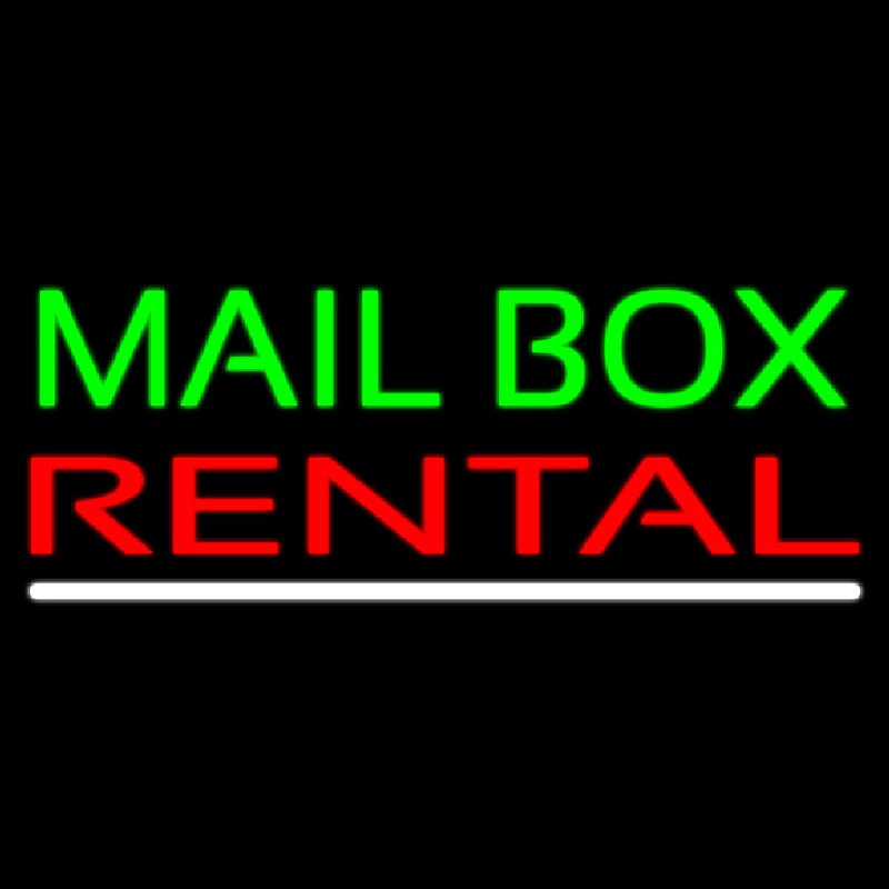 Mailbo  Rental White Line Neon Sign