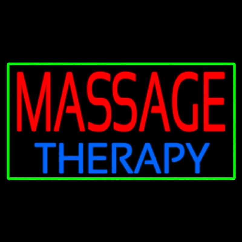 Massage Therapy With Green Border Neon Sign