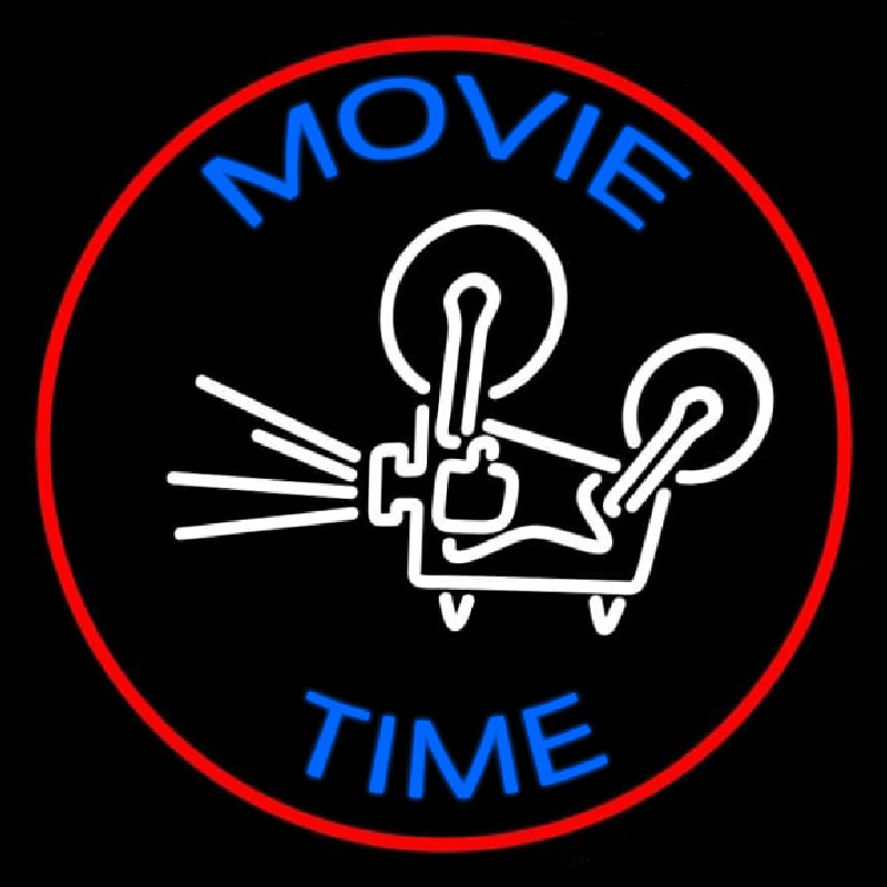 Movie Time With Border Neon Sign