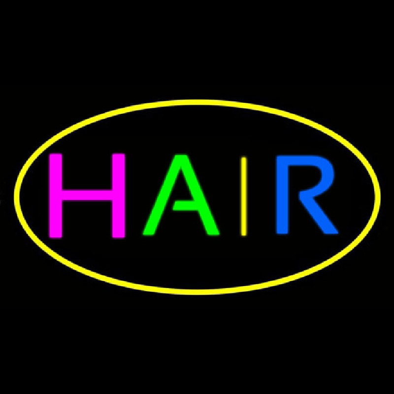 Multicolored Hair Oval Yellow Neon Sign