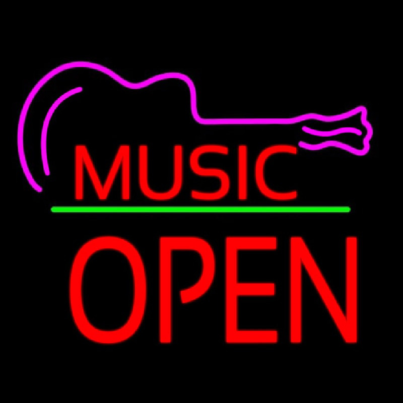 Music Green Line Open Block Neon Sign