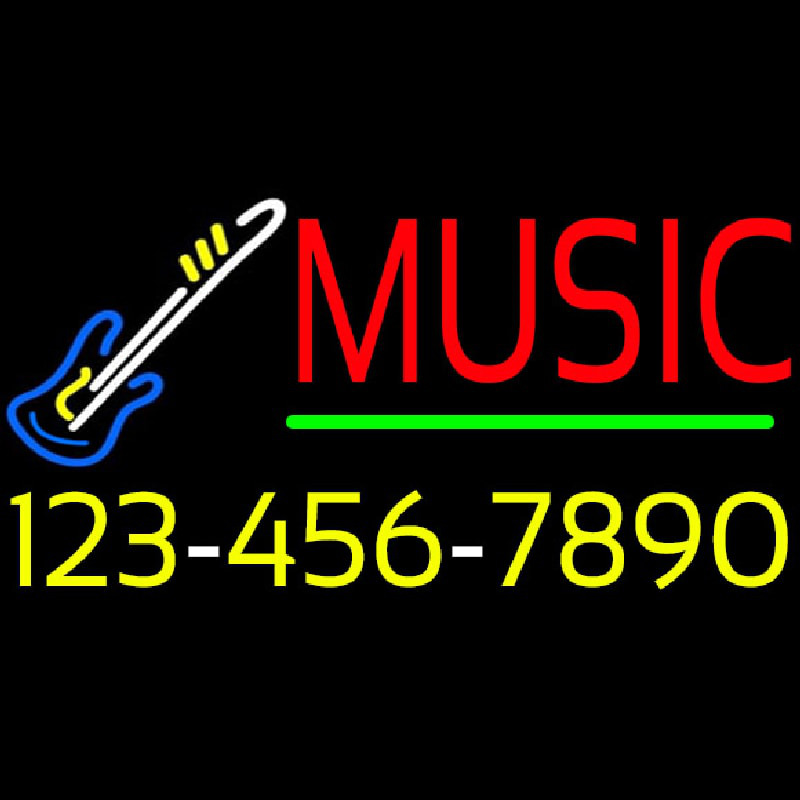 Music With Phone Number Neon Sign